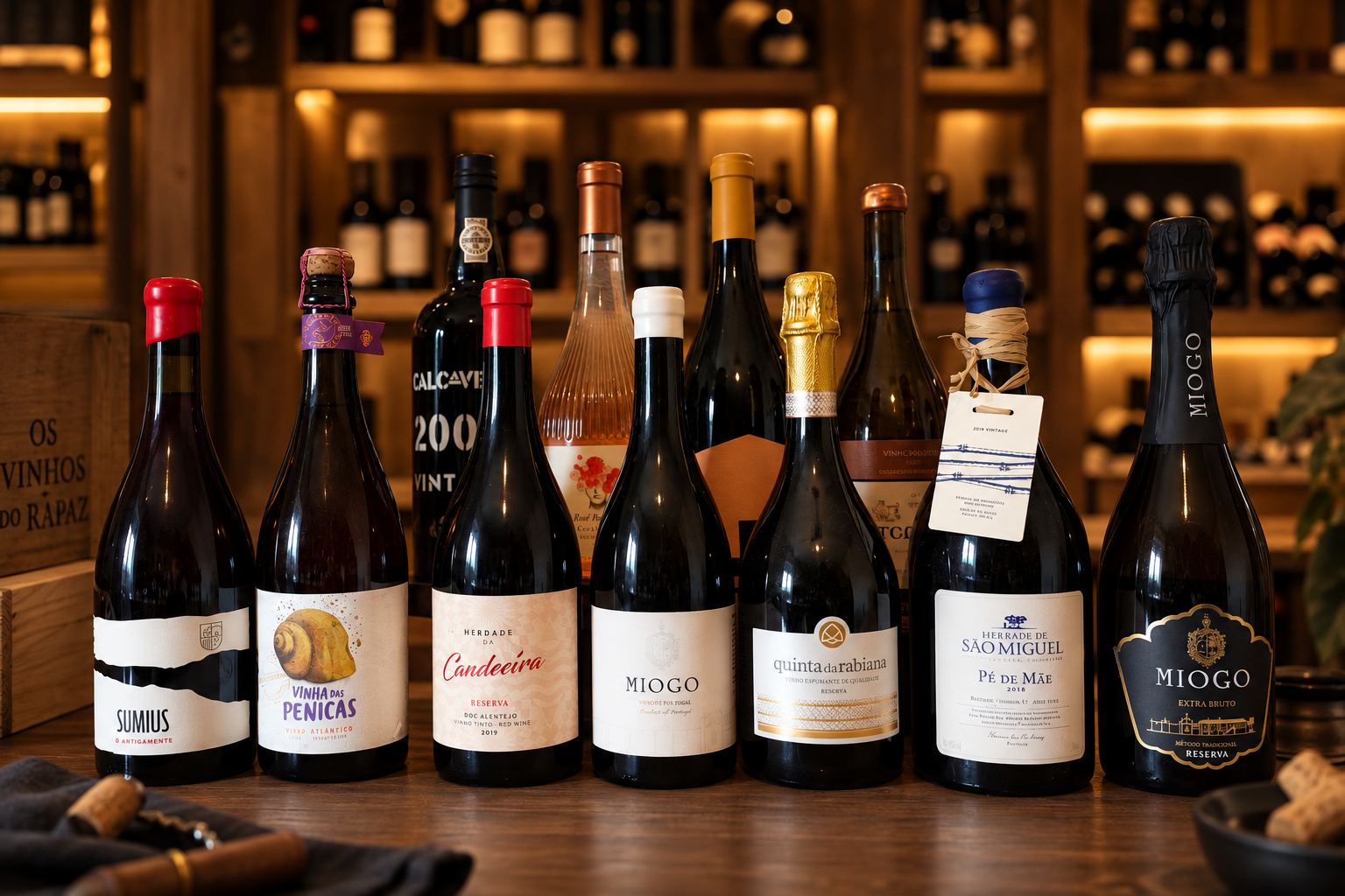 Seleção premium de vinhos portugueses e produtos locais
